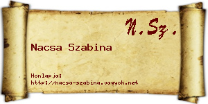 Nacsa Szabina névjegykártya